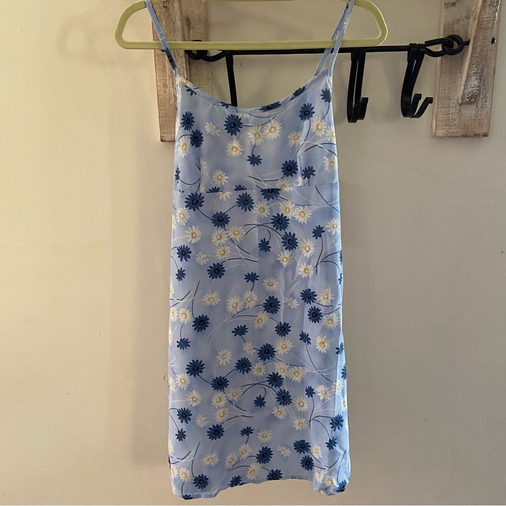 Y2K California Concepts blue floral sheer mini dress